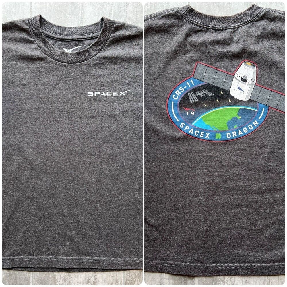SpaceX Dragon CRS-11 Short Sleeve Graphic T Shirt Elon Musk 2017 Adult S Gray